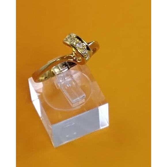 Vintage 1990's NOS 14kt Gold Plated CZ Love Knot Ribbon Stack Band Ring Size 11 - Picture 7 of 7